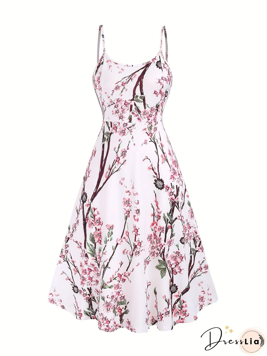 Casual Simple Two-piece Set, Solid Tucked Tops & Floral Print Spaghetti Strap Dress Outfits, Women's Clothing