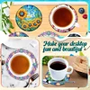 (US Local)6pcs Flower DIY Diamond Painting Coasters Kits with Holder for Adult Beginner