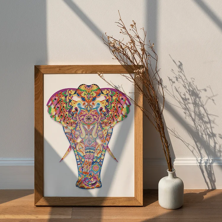 Paper Filigree Painting Kit-Festive Elephant