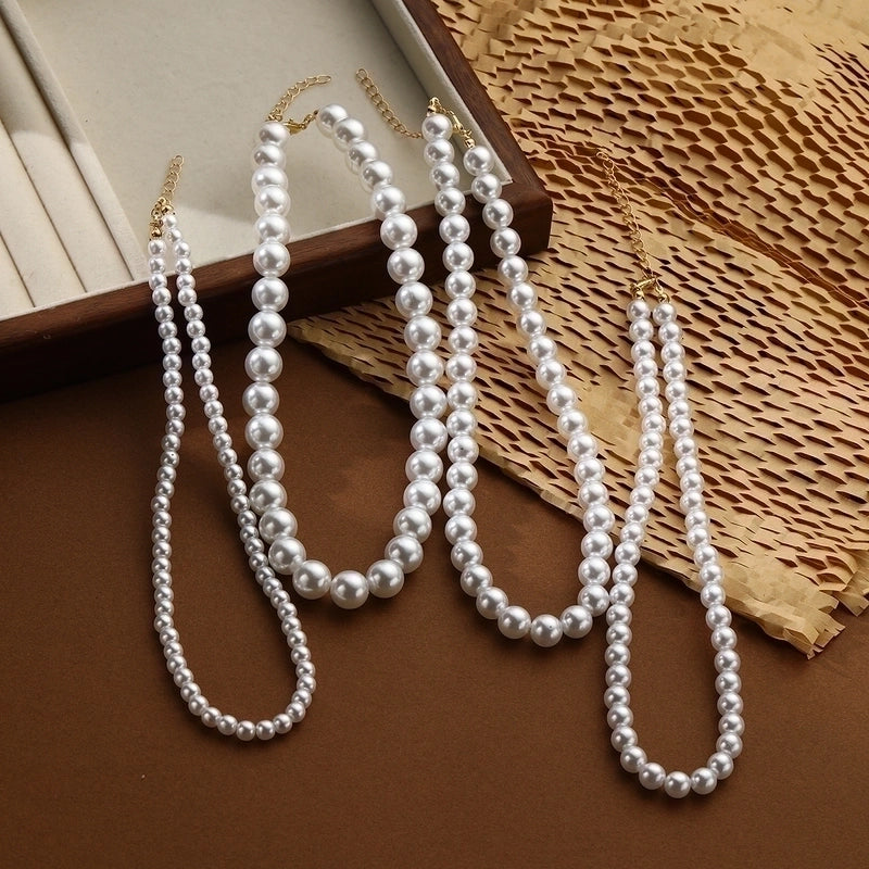 Elegant Lady Round Artificial Pearl Imitation Pearl Metal Choker