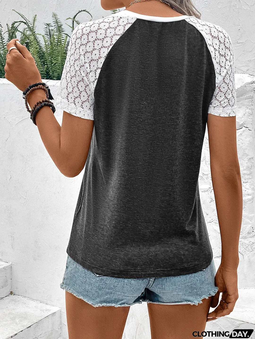 Color Block Raglan Sleeve Round Neck Tee