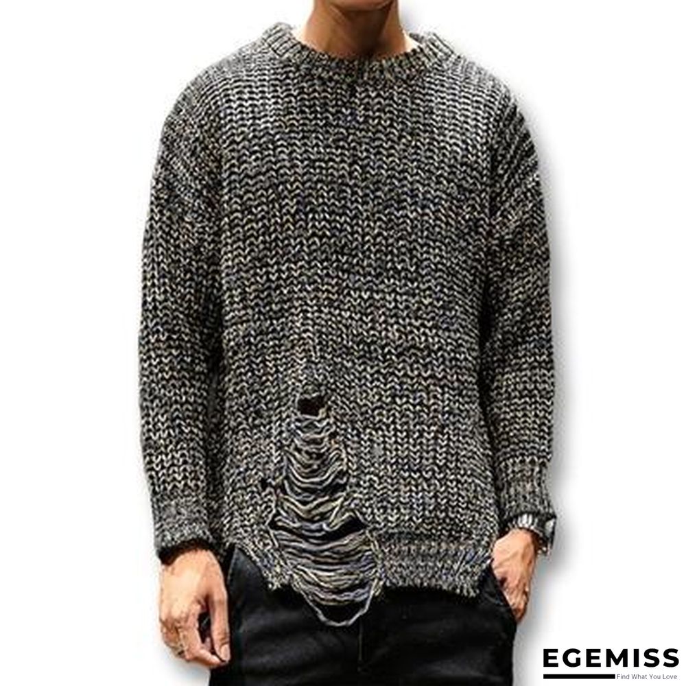 Men Ripped Hole Sweaters Pullovers Male Casual Fashion Slim Fit Large Size O Neck Knitted Sweaters Knitwear | EGEMISS