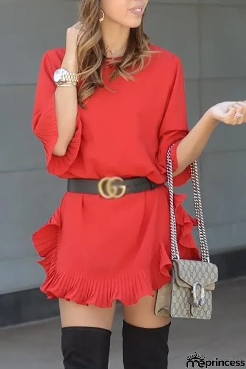 Ruffle Hem Mini Dress