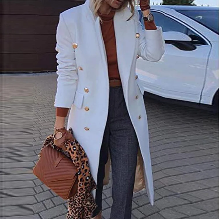 VChics Casual Shawl Collar Buttoned Sheath Long Sleeve Coat
