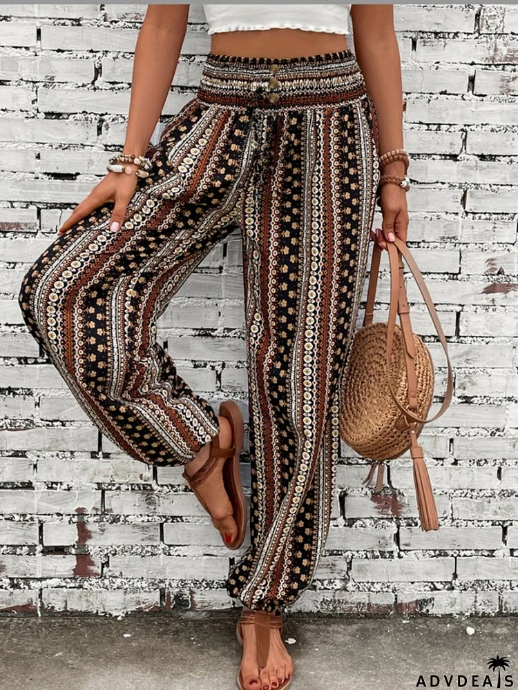 Printed High Waist Pants