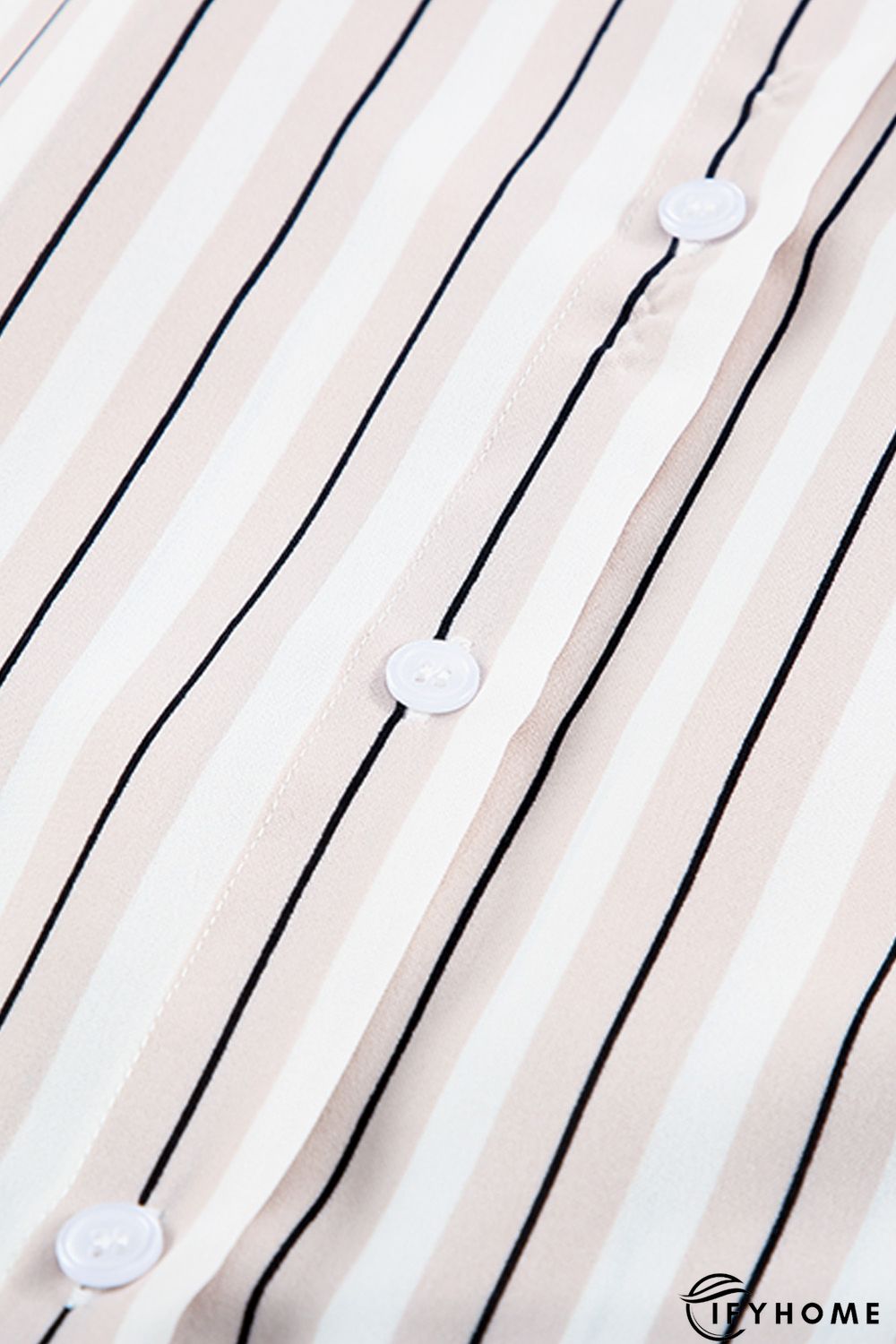 Khaki Striped Buttons Closure Long Sleeve Shirt | IFYHOME