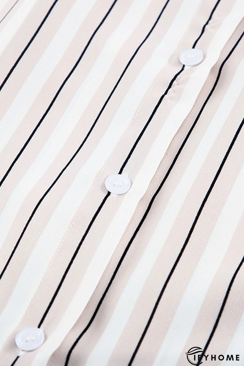 Khaki Striped Buttons Closure Long Sleeve Shirt | IFYHOME