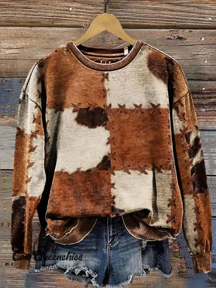 Ethnic Geometry Art Print Casual Cotton Sweatshirt Multicolor / S