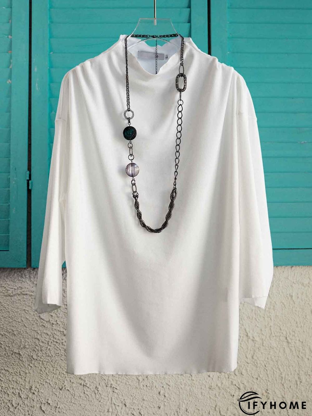 Casual Plain Boat Neck Long Sleeve Shirt | IFYHOME