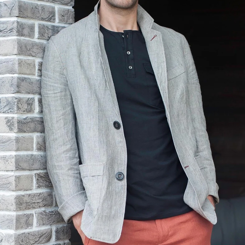 Men's Summer Striped Linen Blazer