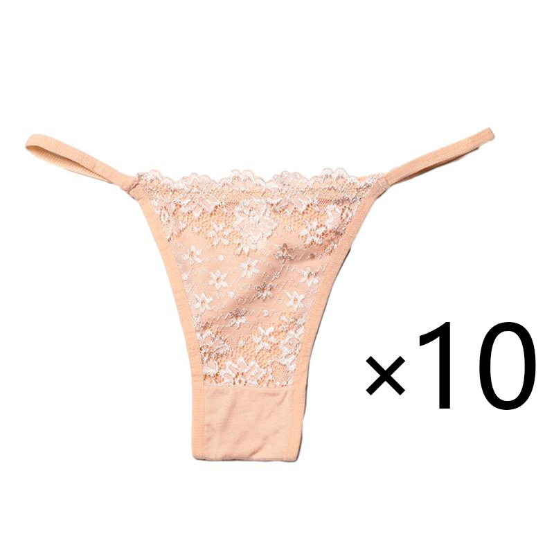 Kissbake 10PCS/SET Women's Lace Panties Ladies Sexy Cotton Underwear Female Thong Hollow Out Low Waist Lingerie Seamless G-String