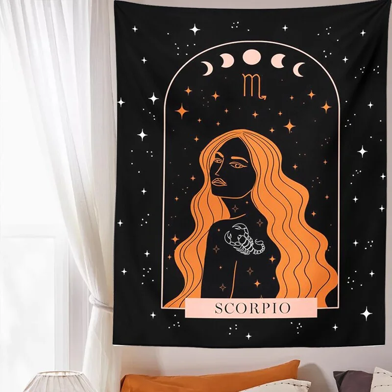 Nigikala Tapestry Wall Hanging Tarot Astrology Zodiac Tapestry Psychedelic Moon Phase Tapestry Bedroom Living Room Dorm Decor