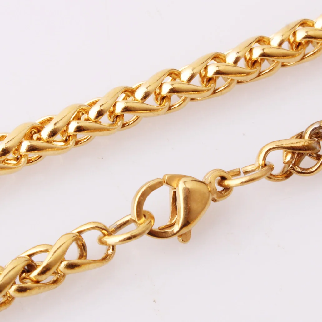 Twist Chain Keel Chain Ball Bead Chain Necklace for Men Women, Gold Titanium Stainless Steel Link Chain Necklace Men Jewelry