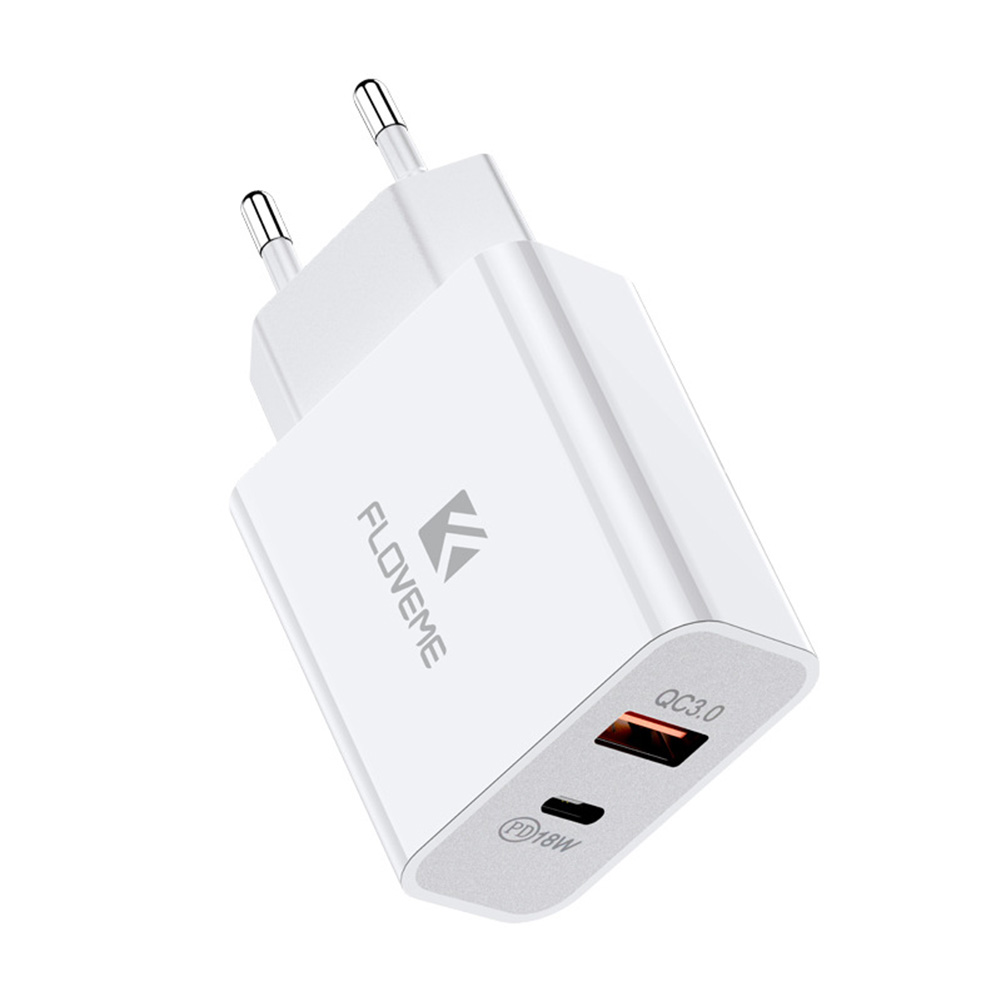 

Floveme USB Wall Charger for iPhone 12 18W PD QC 3.0 Fast Charger EU Plug, 501 Original