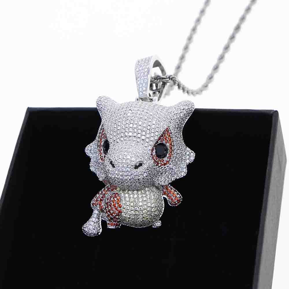Anime Cartoon Pokemon Cubone Iced Out Pave CZ Pendants