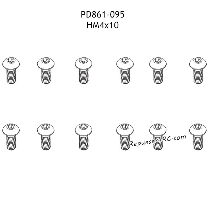 PD RACING TK10 Piezas Piezas HM4x10 Tornillo Hexagonal con Cabeza en B PD861-095