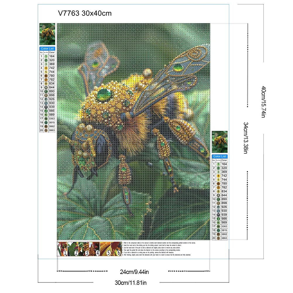 Diamond Painting - Full Round Drill - Bee(Canvas|30*40cm)