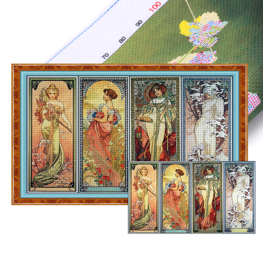 Goddess Of The Seasons Full 14CT Pre-stamped Canvas(90*50cm) Cross Stitch