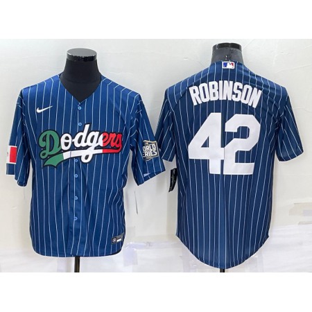 Men's Los Angeles Dodgers #42 Jackie Robinson Navy Mexico World Series Cool Base Stitched Baseball Jersey 541A