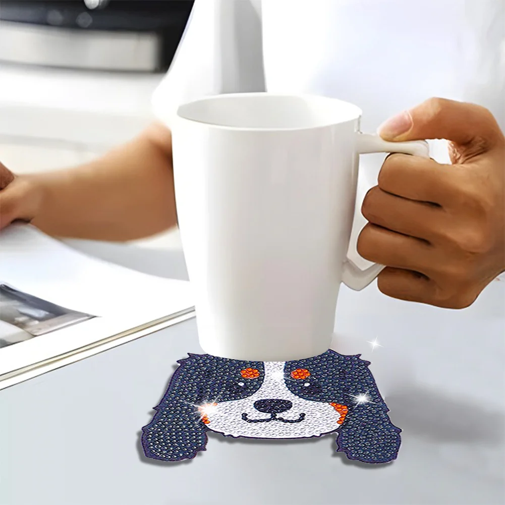 8pcs Dog DIY Anti Slip Coasters Stackable Creative for Tabletop Protection