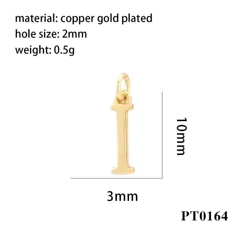 Minimalist Letter Copper Plating 18k Gold Plated Charms