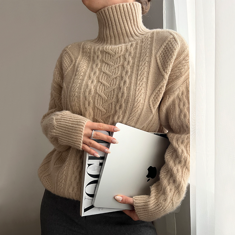 Cashmere Sweater For Women Turtleneck Pullover REAL SILK LIFE