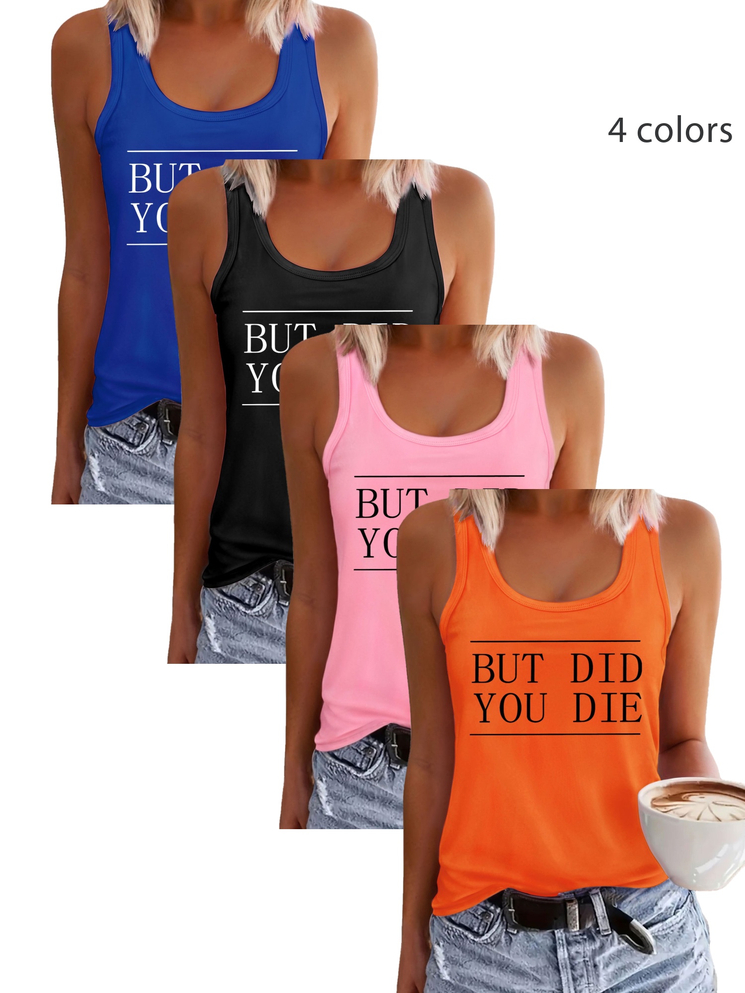 Women's Sleeveless Casual Tank Top With "But Did You Die" Letter Print - White, Crew Neck, Lightweight For Spring & Summer, Perfect For Casual Attire, Ladies Tank To | IFYHOME