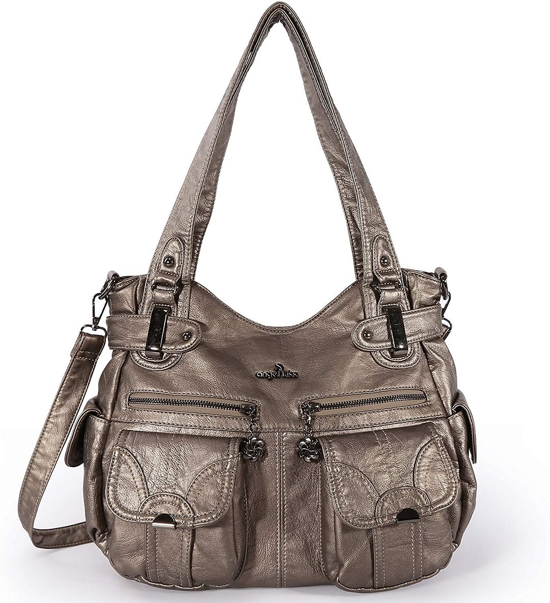 Women's Handbag Large Double Zipper Multi Pocket Washed Shoulder bag Designer Handbags for Women