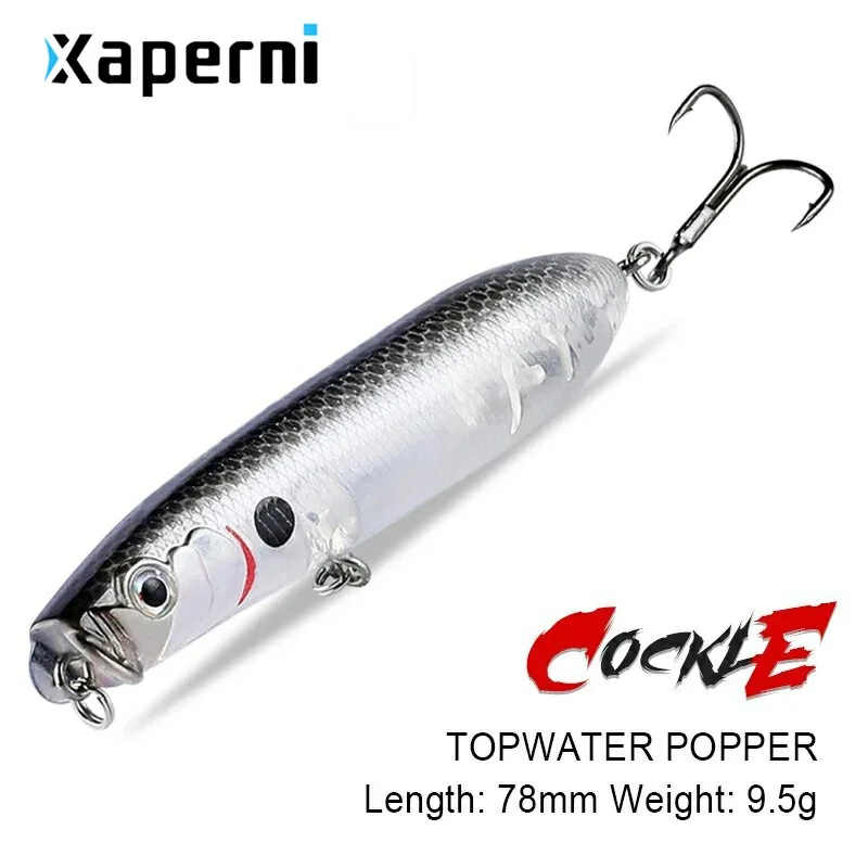 Xaperni 78mm 9.5g professional hot fishing tackle fishing lures assorted colors popper topwater 10colors for choose hard bait