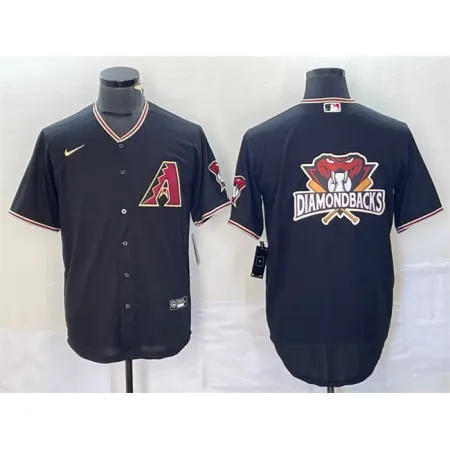 Men's Arizona Diamondbacks Black Team Big Logo Cool Base Stitched Baseball Jersey 4XPD