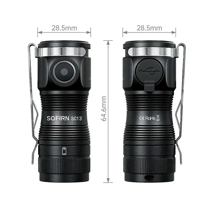 Sofirn Mini SC13 Flashlight USB C Rechargeable Bright 1300 Lumens