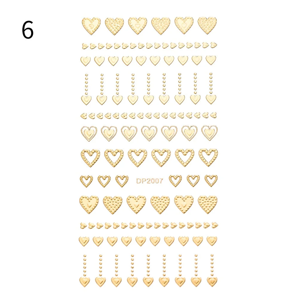 1pc Black White 3D Nail Stickers Metal Gold Silver Geometric Tassel Strip Line Adhesive Transfer Decals Nail Art DIY Design