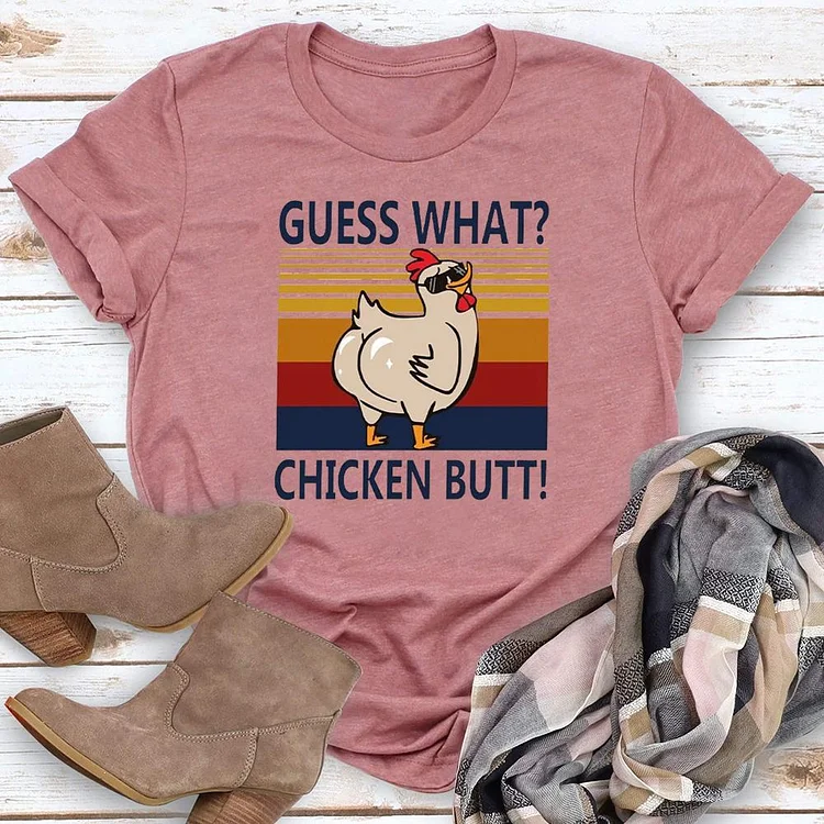 Cute Chicken Butt  Round Neck T-shirt