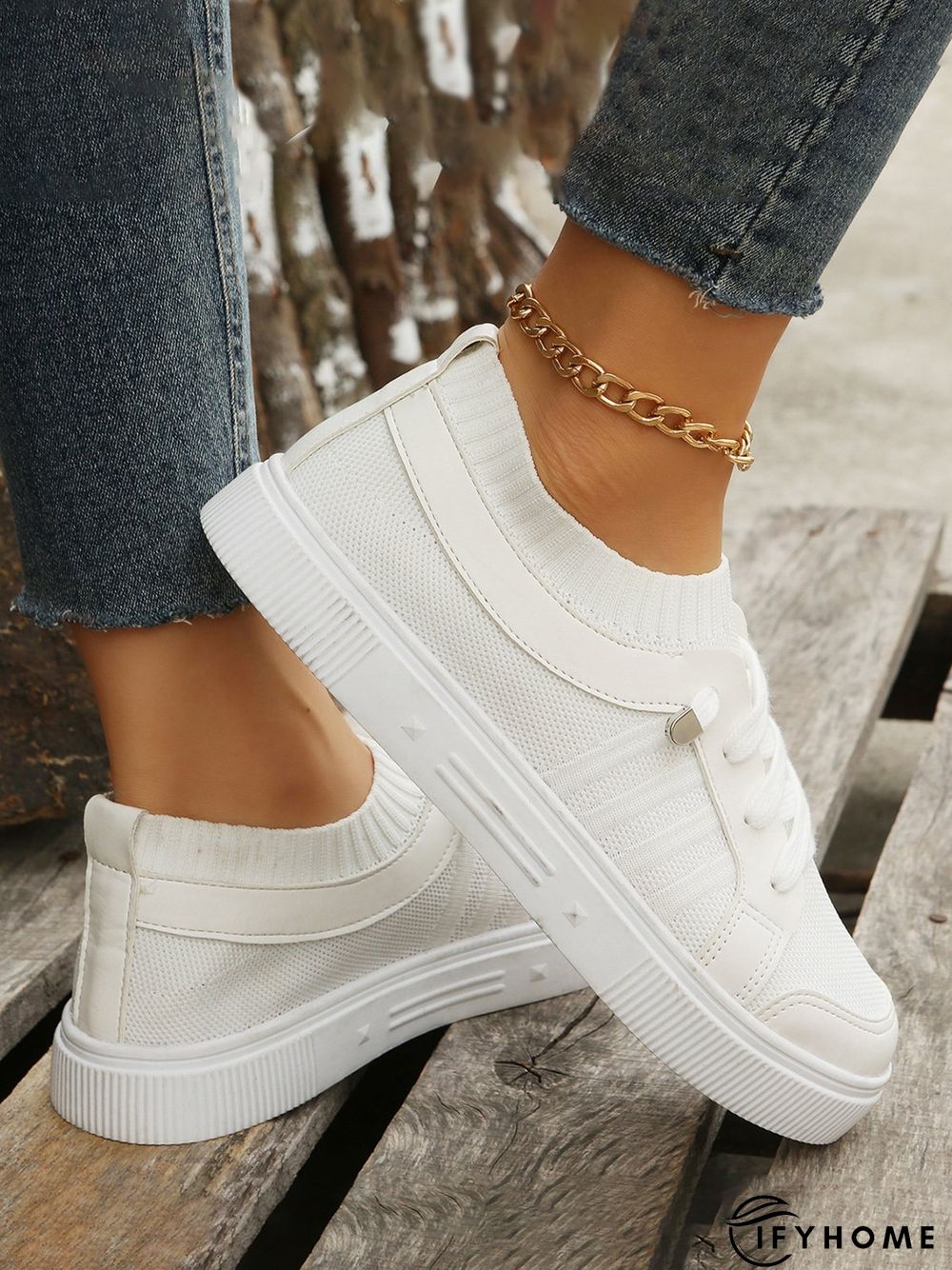 Women's Plain Color Split Joint lip On Fly Woven Shoes | IFYHOME