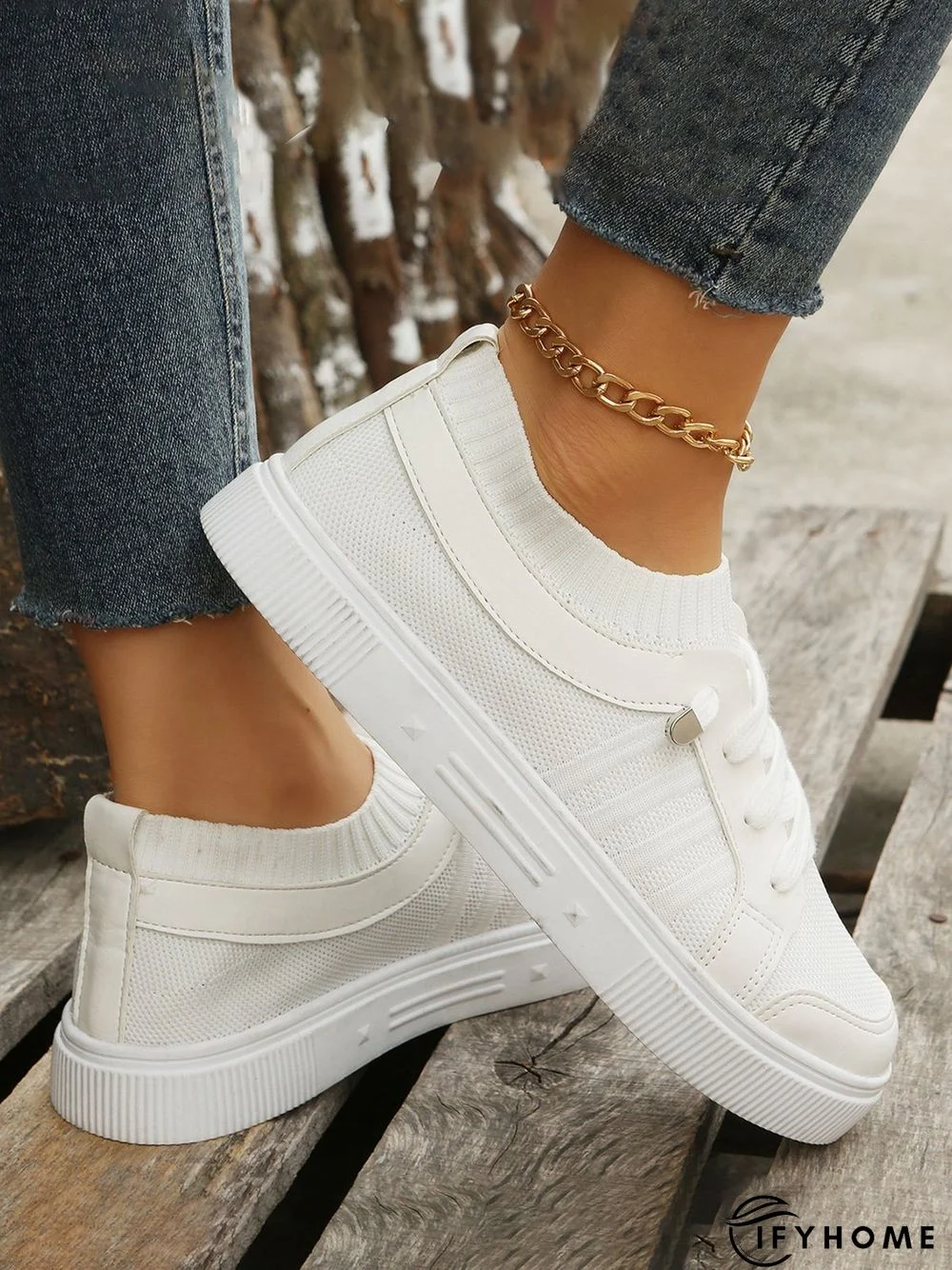 Women's Plain Color Split Joint lip On Fly Woven Shoes | IFYHOME