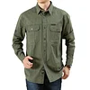Men's Vintage Outdoor Workwear Pocket Long Sleeve Lapel Utility Shirt by Inlyline