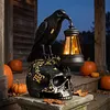 Resin Crow Skull Lamp Gothic Crow Night Light Handcrafted Retro Skull Lamp