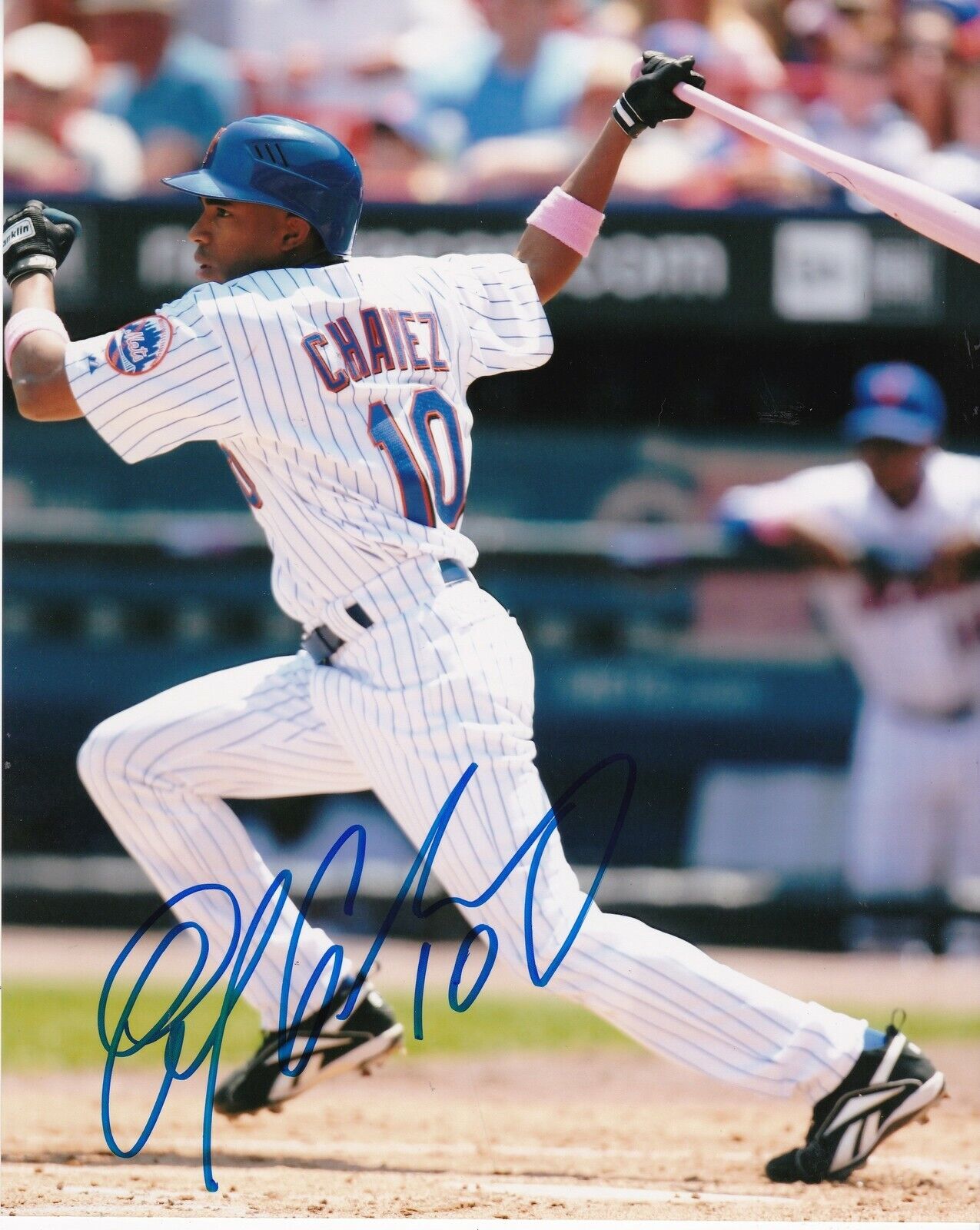 ENDY CHAVEZ NEW YORK METS ACTION SIGNED 8x10