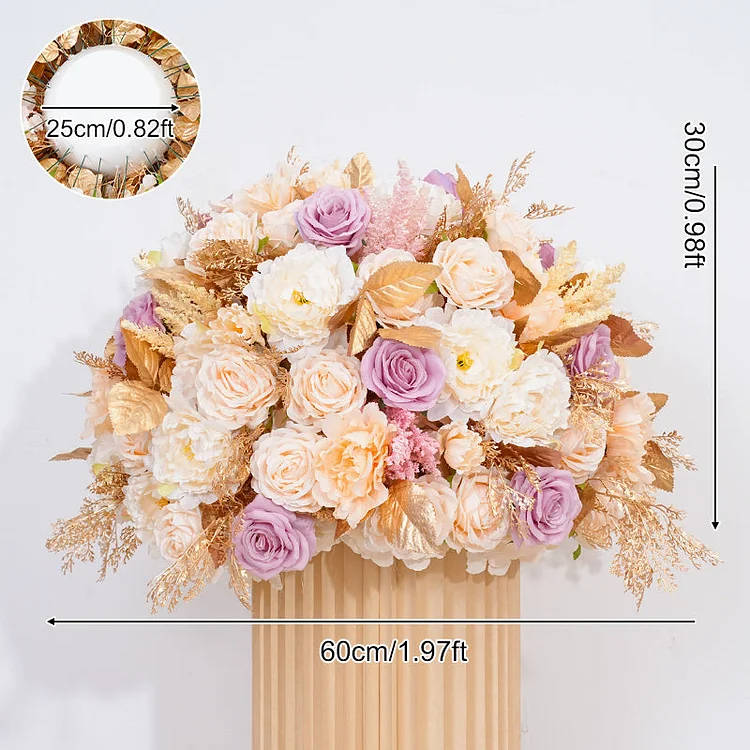 A8741 Champagne Rose Gold Leaf Floral Arrangement Decor Wedding Horn Arch