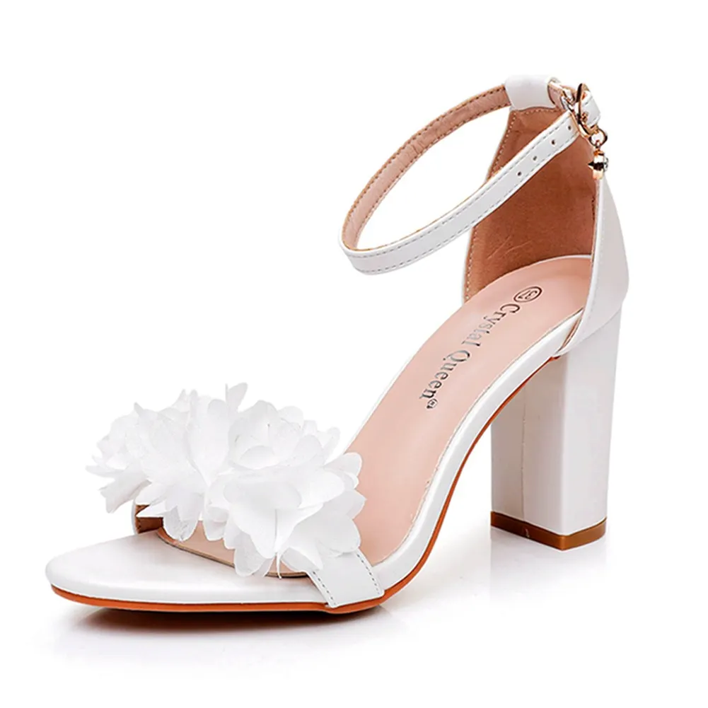Breakj Breakj Cm Round Head With Thick Heel, Light Mouth With Sandals Pure White Flowers Wedding Dress Shooting High Heels Sandals