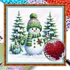 Xmas Tree Snowman-Partial 11CT Stamped Cross Stitch Bead Embroidery 36*36cm/14.17*14.17in tapestrymarket