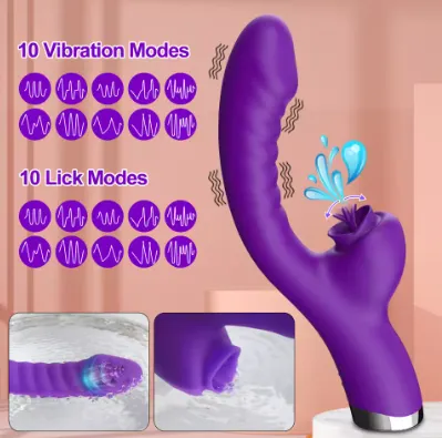 Vibrator pentru femei 2 &icirc;n 1 linge aparat clitoris stimulator G-Spot puternic Vibro Dildo baghetă clitoris feminin fraier jucării sexuale pentru adulți