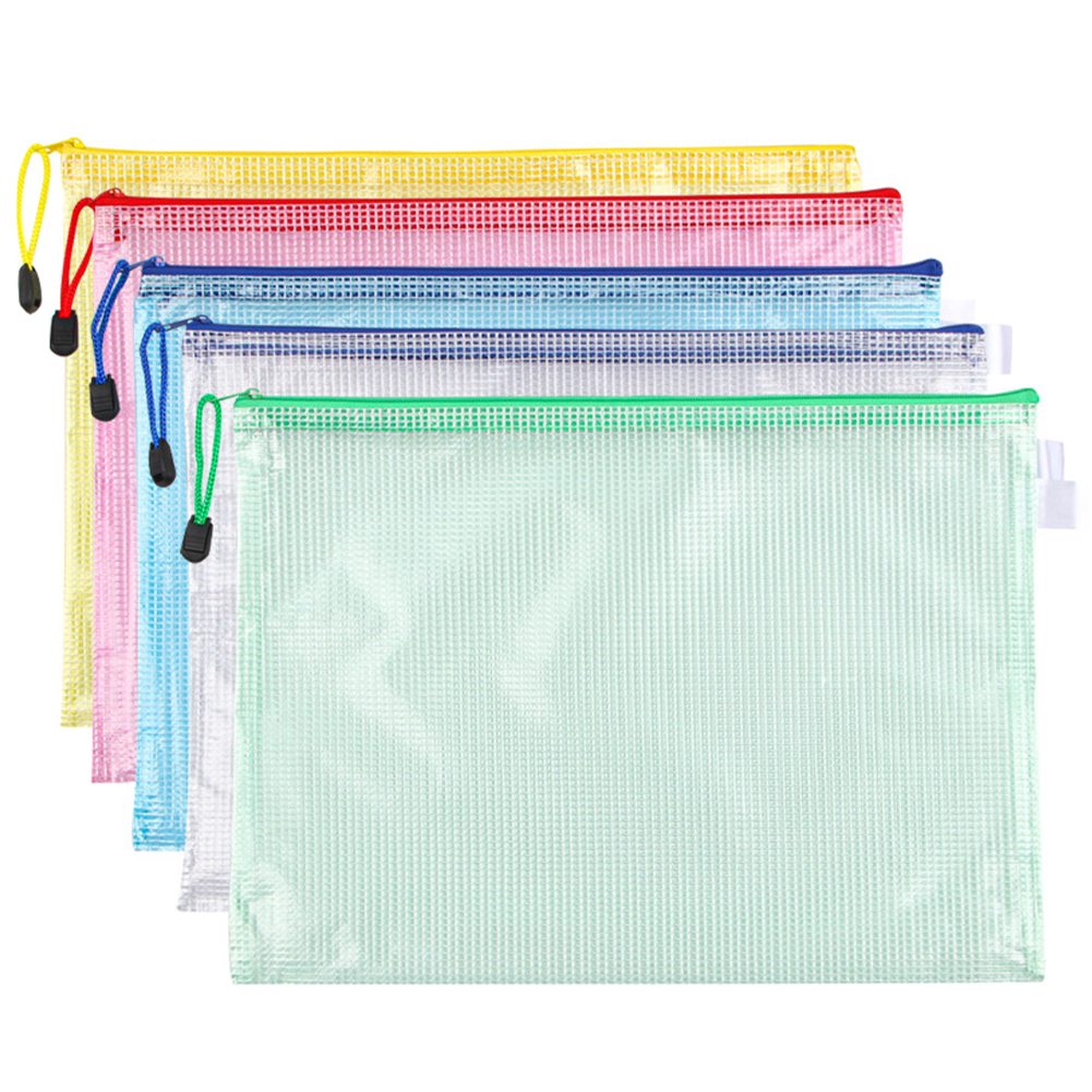 5 pcs Waterproof Mesh Zipper Bag Cross Stitch PVC Mesh Zip File Bag Puzzle Bags