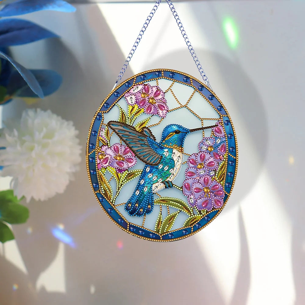 DIY Hummingbird Single Sided Special Shape Diamond Painting Hanging Pendant Diamond Drawing Hanging Ornament