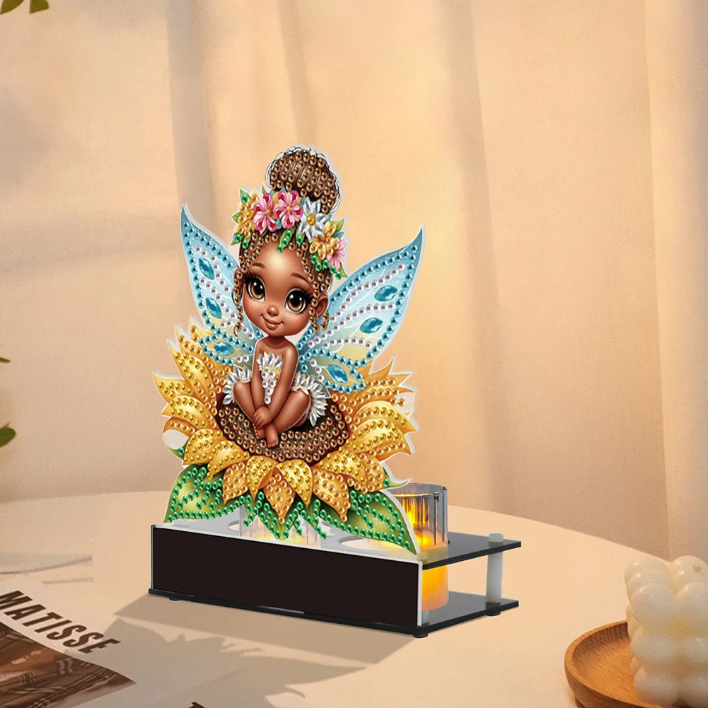 5D DIY Flower Fairy Diamond Art Mini Candle Holder for Aromatherapy Art Crafts