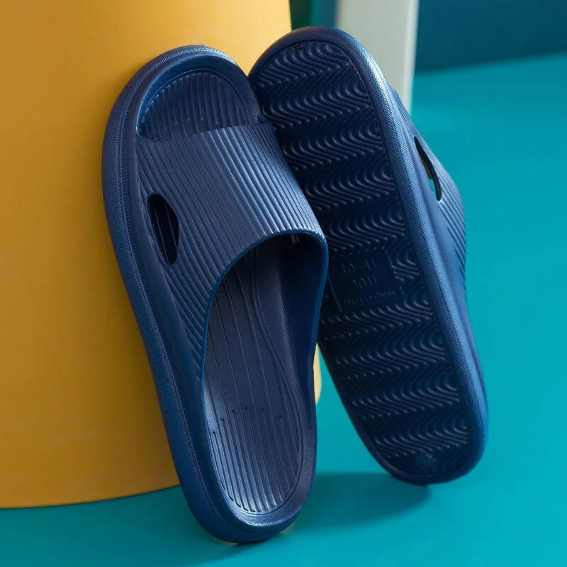 Home Couple Slippers Summer Thick Platform EVA Anti-Slip Indoor Bathroom Slides Men Women Quick-Drying Beach Slipper Shoes 2021