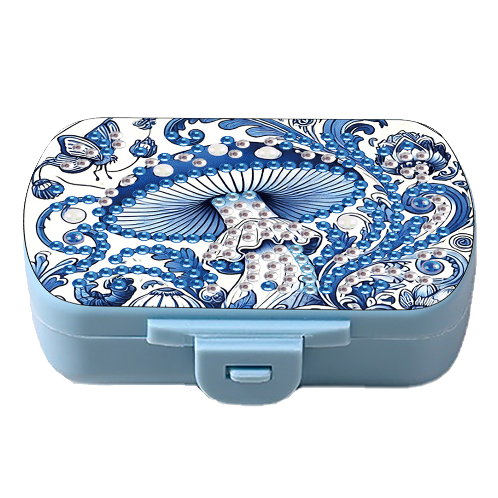 Mushroom Diamond Painting Medicine Box Diamond Art Pill Storage Box for Travel