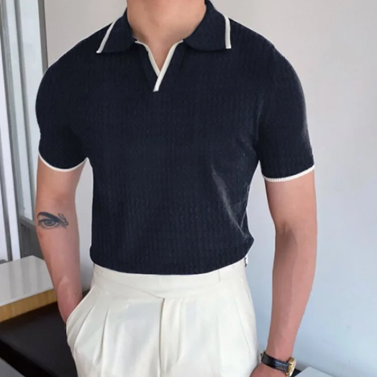 Classic Henley Shirts Casual Slim Fit Solid Color Golf Polo