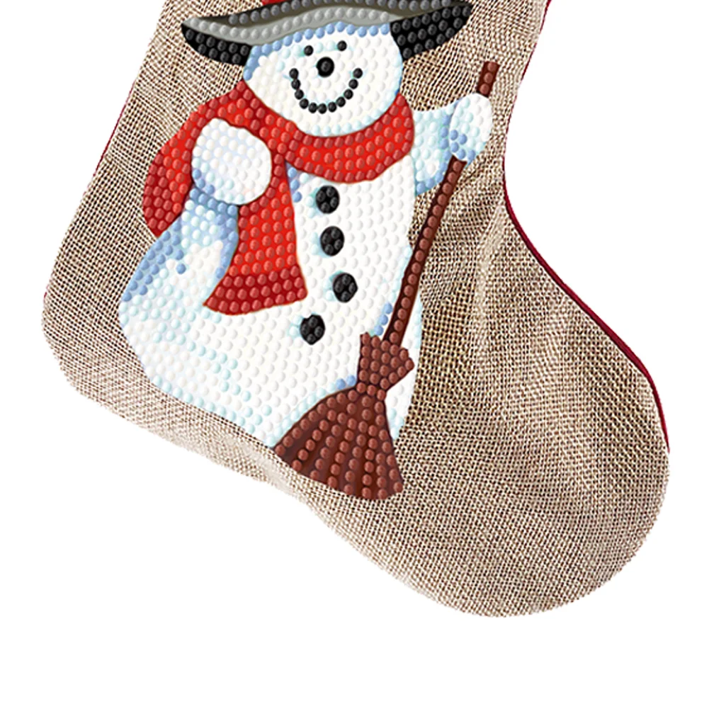 DIY Snowman Christmas Socks Decor DIY Diamond Art Kits for Family Party Decoration(20*35cm)