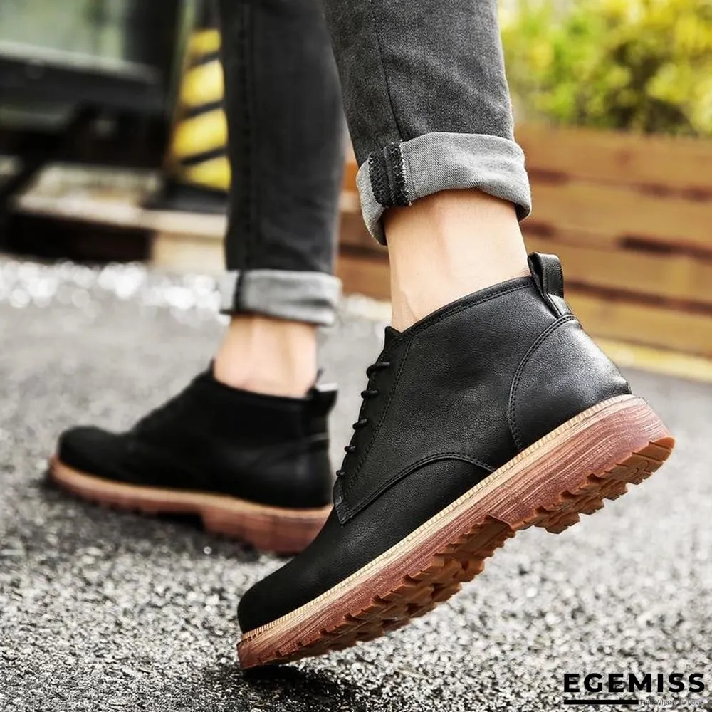 Leather Hight Top Warm Snow Boots Oxfords Plush Ankle Work Fur Men Boots | EGEMISS